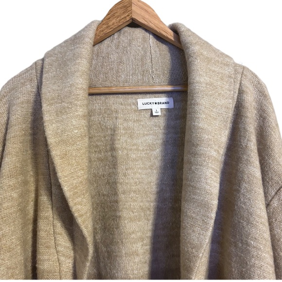 Lucky Brand Women's Beige Southwestern Aztec Shawl Collar Cardigan Size L - Picture 3 of 7